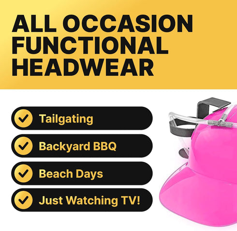 Fairly Odd Novelties Beer Soda Guzzler Helmet Drinking Party Hat, Pink