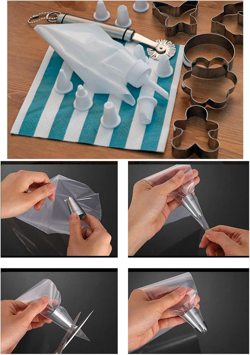 Piping Pastry Bag Pack of 100 - Plastic Disposable Cream Pastry Bag for Cake Icing Sugarcraft Cupcake Decorating