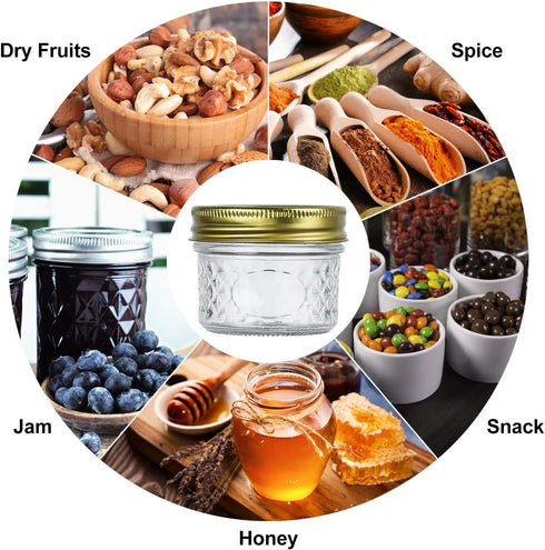 Encheng 4 oz 40 Pack Glass Jars With Lids And Bands,Small Canning Jars For Caviar,Herb,Jelly,Jams,Mini Wide Mouth Mason