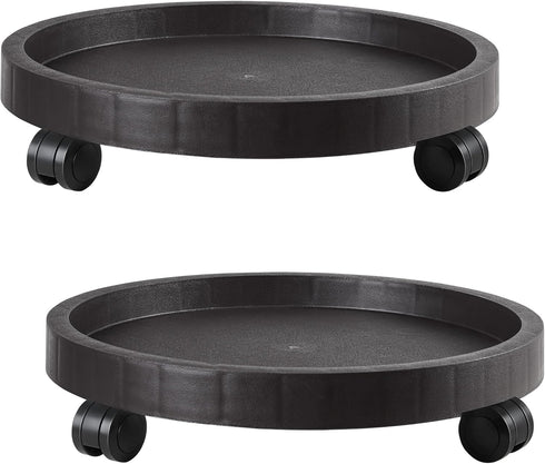 2 Pack of 9.8 Inch Planter Caddies Rolling Saucer Caddy with Wheels,
