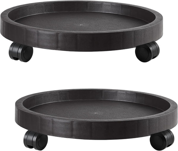 2 Pack of 9.8 Inch Planter Caddies Rolling Saucer Caddy with Wheels,