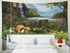 Crannel Painting Tapestry Blanket - Beautiful Scenic View Enchanted Garden Waterfall River Wall Art 92.5X70.9 Inches