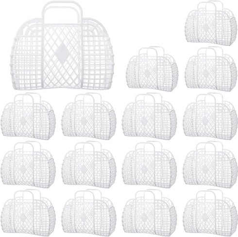 Hsei 16 Pcs Girls Jelly Purse Bags Easter Basket Reusable Jelly Beach Bag