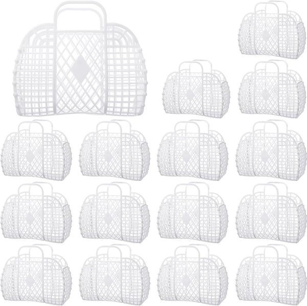 Hsei 16 Pcs Girls Jelly Purse Bags Easter Basket Reusable Jelly Beach Bag