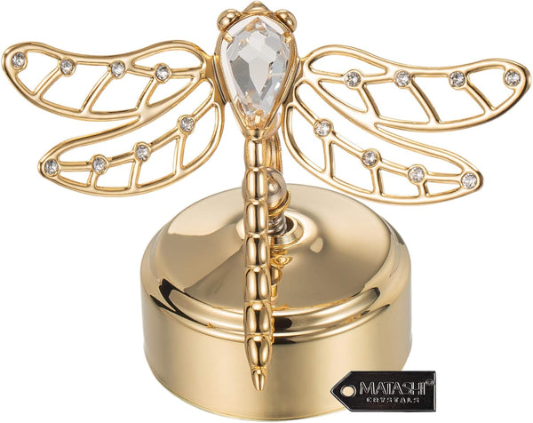 Matashi 24K Gold Plated Music Box Plays You Are My Sunshine Crystal