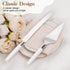 Cake Cutting Set for Wedding, Vintage Wood Knife and Server Set, 2-Piece Pie Cutter, White Dessert Utensils