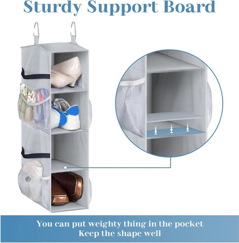 Closet 8 SLEEPING LAMB Short Hanging Shoe Organizer for Storage with Mesh Side Pockets Holds Pairs, Hanging Shoe Rack