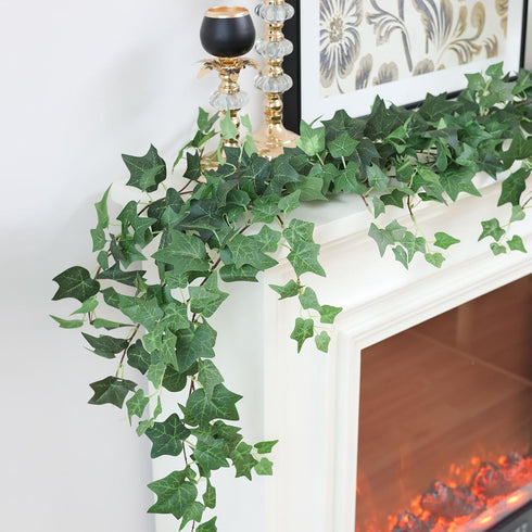 mizii 5 Pack 395" Artificial Vines Ivy Garland, Fake Vine with Realistic Silk Green Leaves for Indoor Outdoor Home Decor