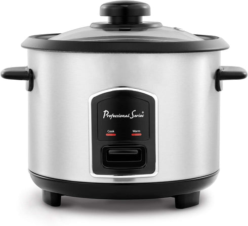 Professional Series 6-Cup Rice Cooker with Glass Lid Stainless Steel