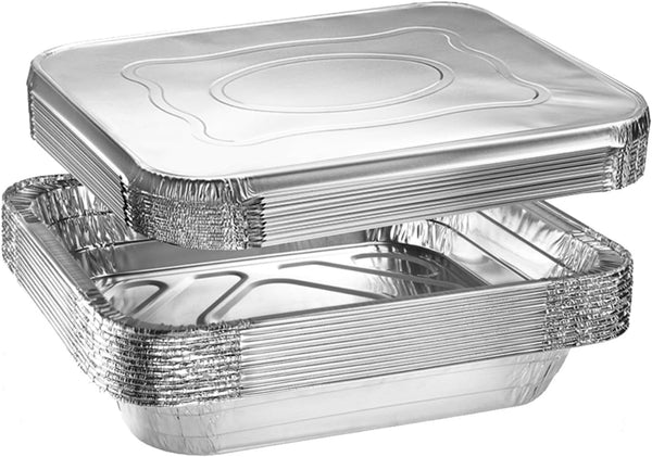 Green Direct Disposable Aluminum Foil Baking Pans with Lids - Half Size (9 x 13 inch) - Pack of 10