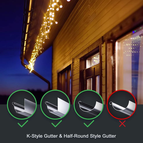 Holiday Light Clips, 100 Pieces Outdoor Christmas Light Clips for Gutter Hooks and Decoration