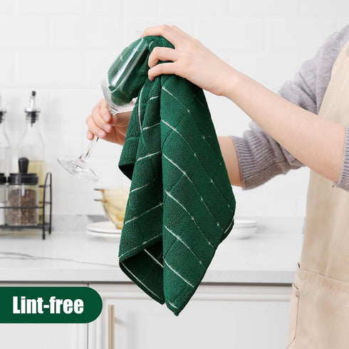 Set, 12 Pack 28 16 Inch 12 12 Inch Homaxy Microfiber Kitchen Towels and Dishcloths Soft and Absorbent Dish Hand Towels