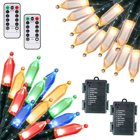 Battery Operated Christmas Lights, 2 Pack 18 Feet 50 LED Clear Mini String Lights with 8 Modes for Indoor Outdoor