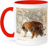 3dRose mug_214340_5 "Siberian Tiger and Cub" Two Tone Mug, Red, 11 oz