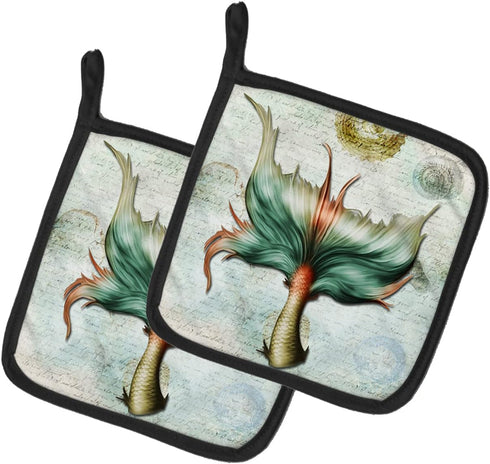 Caroline's Treasures Beach Mermaid Tail Pot Holders, Heat Resistant Kitchen Set, 7 1/2 x 7 1/2