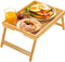 Bamboo Bed Tray Table with Foldable Legs, Breakfast Tray for Sofa, Bed,
