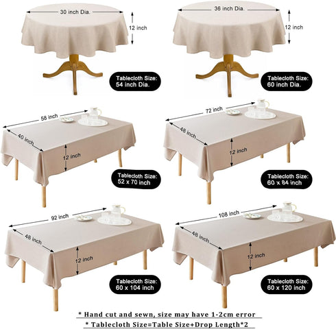 Textured Rectangle Tablecloth 52x70, Water Resistant Spill-Proof Wipeable Fabric Dining Cover for Birthday Party,