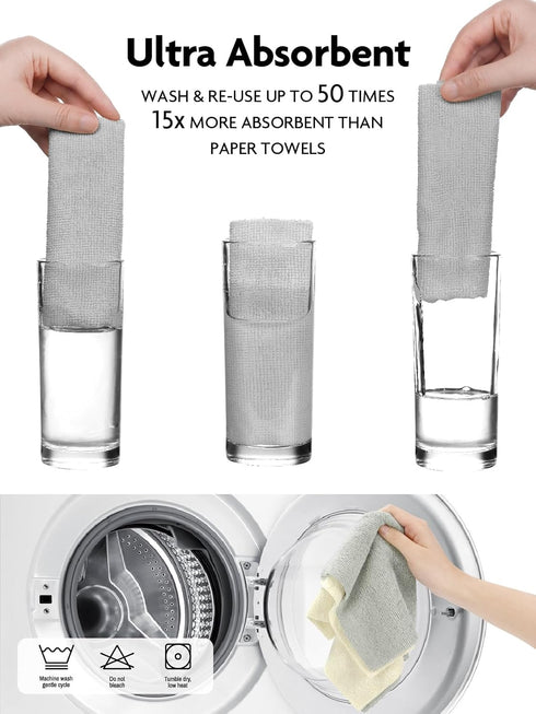 40 10'' 10'', (2 Fantasticlean Tear-Away Dish Cloth - Sheets - by Reusable Washable Kitchen Towel Rolls, Super