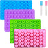 Gummy Bear Candy Molds Silicone Set of 4, Non-Stick Molds with 2 Droppers, Mini Dinosaur, Bear Shape, Hearts, Donut