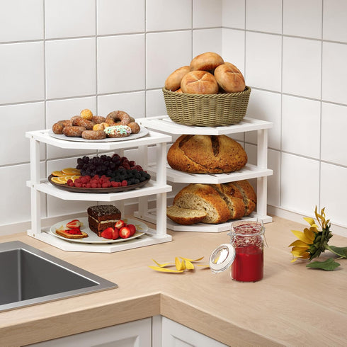 3 Shelf(2 Pack),Dish Countertop VERTORGAN Tier Bamboo Corner Drying Rack,Plate Organizer,Kitchen Spice Rack