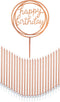 24 Count Tall Thin Metallic Rose Gold Birthday Candles with Holders, Elegant Classy Cake Topper for Custom Birthday Cake