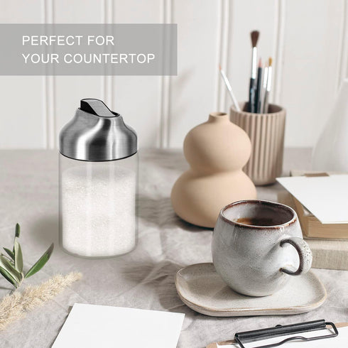 Aelga Glass Sugar Dispenser with Pour Spout, Weighted Pourer for Coffee, Tea, and Baking