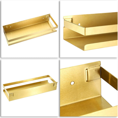 OwnMy 12 Inch Gold Shower Shelf Stainless Steel Shower Caddy Bathroom Shower Rack Shower Baskets, Rust Proof Metal