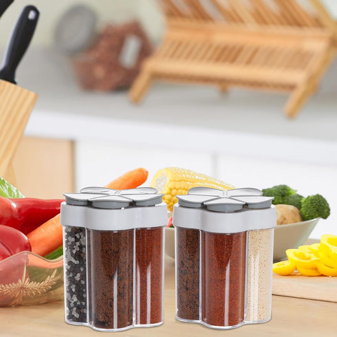 5 in 1 Salt and Pepper Shaker, Portable Travel Spice Container, Seasoning Shaker for Home and Camping