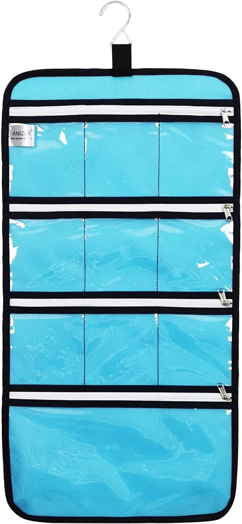 Hanging Jewelry Organizer with 10 Zippered Clear Pockets for Travel and Home Closet Jewelry Storage