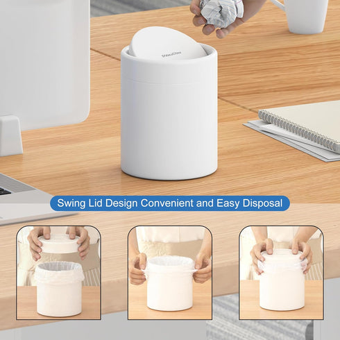 Desk,1.5L Countertop Mini Desk Trash Can with Lid for Brushed Stainless Steel Trash Can with Lid for Desktop Car Office