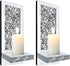 ZOLAPI Set of 2 Crystal Crush Diamond Candle Sconces, Gorgeous Silver Mirrored