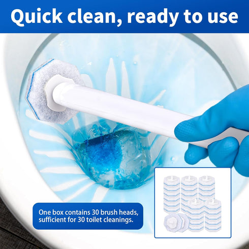 RLOW 30 Count Disposable Toilet Brush Heads, Toilet Bowl Wand Refills for Clorox Toilet Cleaning, toilet scrubber