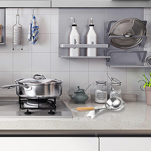 Stainless Steel Spoon Rest, Spatula Ladle Holder, Brushed Finish, Dishwasher Safe, 3.8 x 9.4 Inch (Fish Shape Silver,