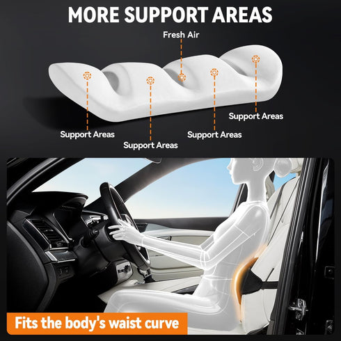 Veitail Lumbar Support Pillow for Car,Back Support for Car Seat Cushion,Adjustable Straps Securely Fixed Car Lumbar