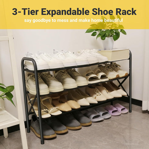 Shoe Rack for Front Door Entrance, Small Adjustable Metal Shelf Storage Organizer for Entryway Closet Doorway