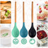 3 Pcs Large Silicone Spoon with Wooden Handle, Mixing Spoons for Cooking Baking Stirring, Nonstick Heat-Resistant