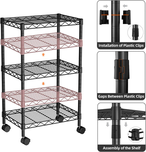 3 Pantry12D 18W 30.7H Golpart Small Tier Shelves Storage Wire Shelving Unit Metal Shelf Adjustable Organizers Storage