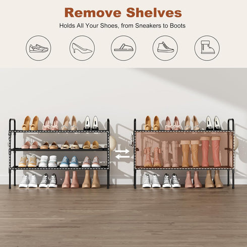 Closet, 12-16 5 Long Shoe Rack for Pairs Stackable Shoe Organizer, Shoe Shelf Storage for Sneakers & Boots Shoe Storage
