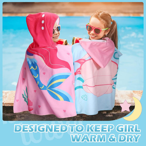 6 (47 24 Inch,Lovely Oudain Pcs Kids Hooded Towel Kids Bath Poncho Towels with Hood Microfiber for Boy Girls Toddler x