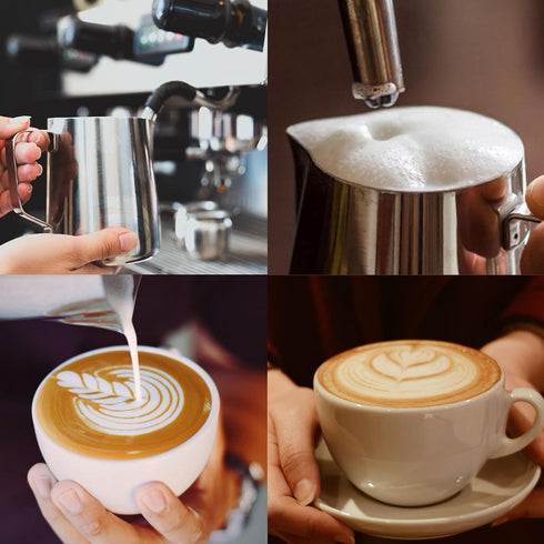 12oz Stainless Steel Milk Frothing Pitcher, Coffee Bar Accessories for Cappuccino Espresso Machine, Metal Jug
