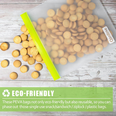 Reusable 10 Pack Gallon Food Storage Bags, BPA Free, Extra Thick Leakproof Silicone & Plastic Free for Travel