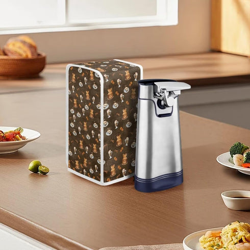 Can Opener Cover for Kitchen - Coffee Print Dust and Stain Protection for Most Electric Automatic Can Openers