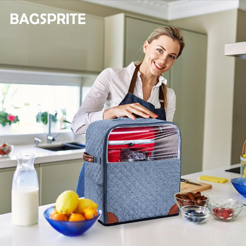 BAGSPRITE Stand Mixer Cover with Appliance Sliders Base, Compatible with KitchenAid Mixer, Storage Bag with Pockets
