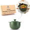 Minh Long 1qt Green Porcelain Cooking Pot, Dutch Oven, Casserole Dish with Lid, Compatible with Gas & Infrared Cooktop