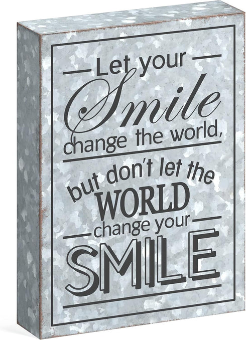 Barnyard Designs Wooden Box Sign, Motivational Desk Decor for Women, Smile