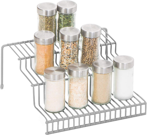 Smart Design 3-Tier Spice Rack, Steel Metal Wire, Rust Resistant, 10.25 x 4.25 Inch - Charcoal Gray
