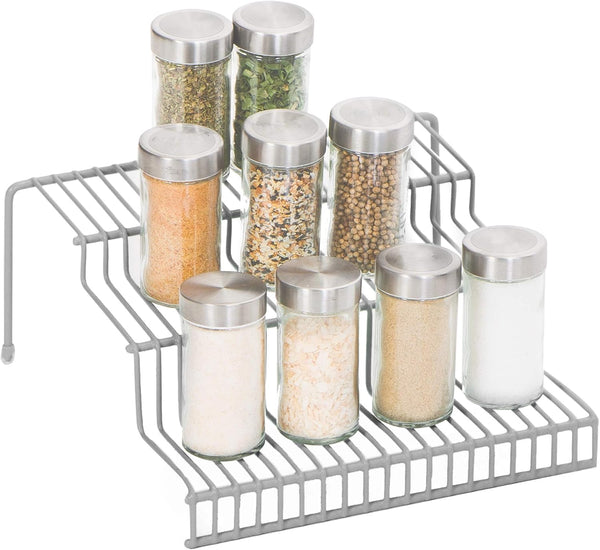 Smart Design 3-Tier Spice Rack, Steel Metal Wire, Rust Resistant, 10.25 x 4.25 Inch - Charcoal Gray