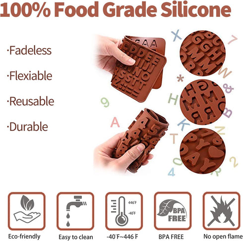 Silicone Chocolate Molds Set,Large Breakable Heart Mold,2.6in Hot Cocoa Bomb Mold,Round Oreo Molds for Baking,Popsicle Cakesicle Molds,Letter Molds,Gift for Easter,Summer Vacation,Birthday
