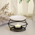 JuxYes European Metal Oil Burner Wax Warmer, Ceramic Tealight Candle Holder, Aromatherapy Diffuser