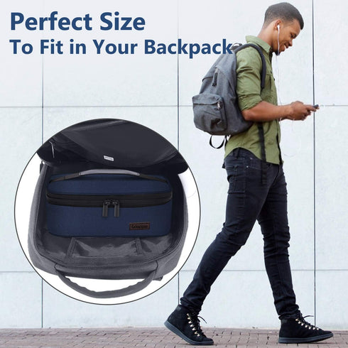Mini Lunchbox Small Lunch Bag for Men Women, Insulated Thermal Lunch Box, Portable Cooler Bag, Blue